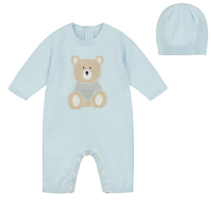 Emile Et Rose - Wholesale Jumpsuit - Baby - Easton Blue Knit Boys All in One