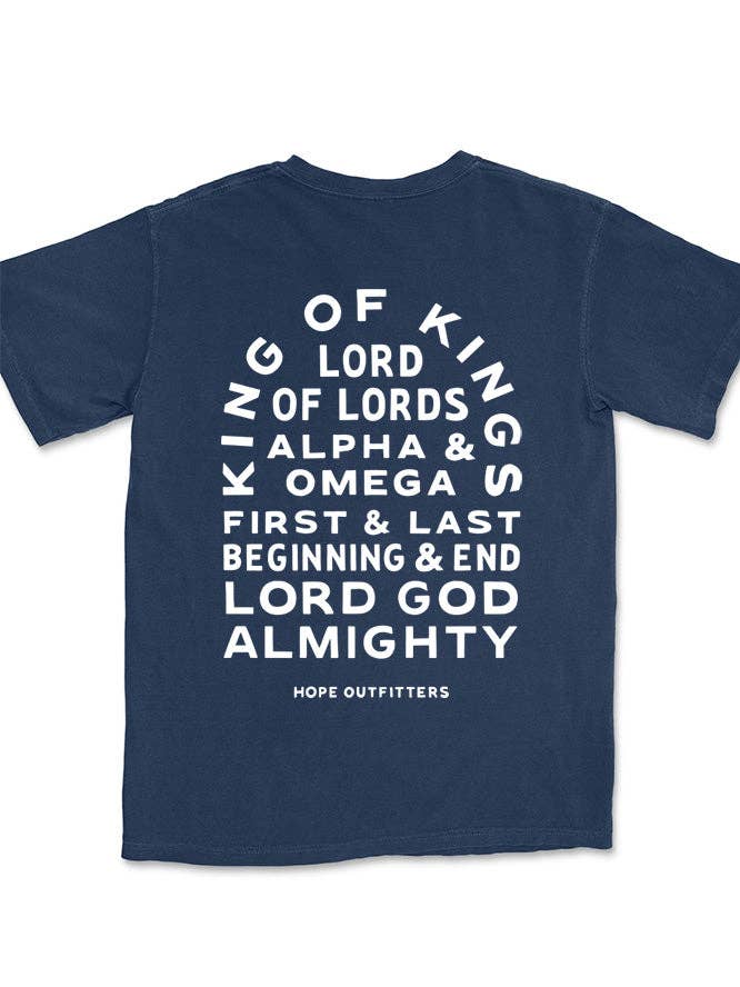 Hope Outfitters - Wholesale Screen Printed T-Shirt - Unisex - Navy Names of God Graphic Tee0