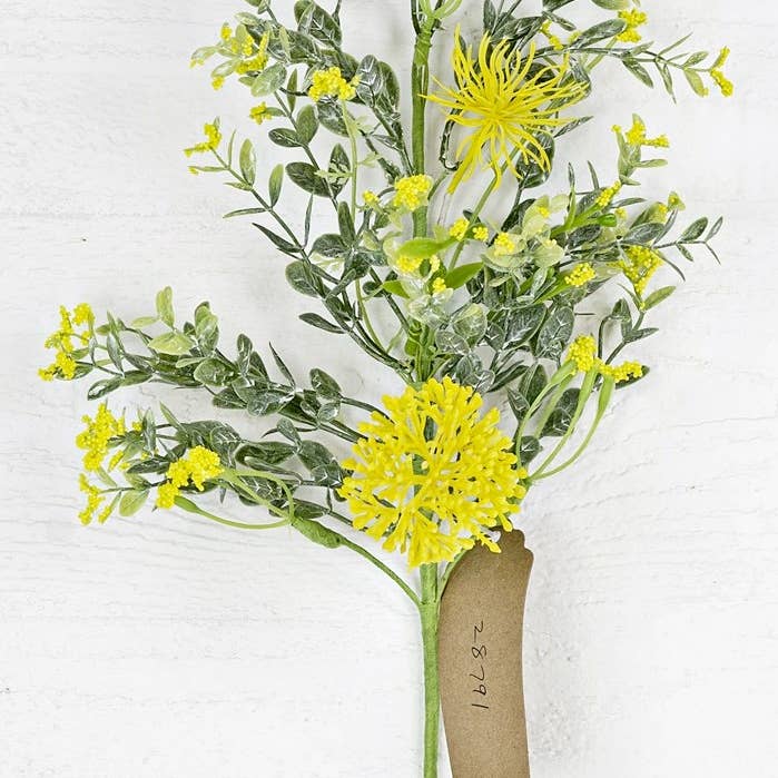 28791 - 18in Spray-Yellow Thistle w Flocked Boxwood-12 for wholesale by Impressive Enterprises, Inc.