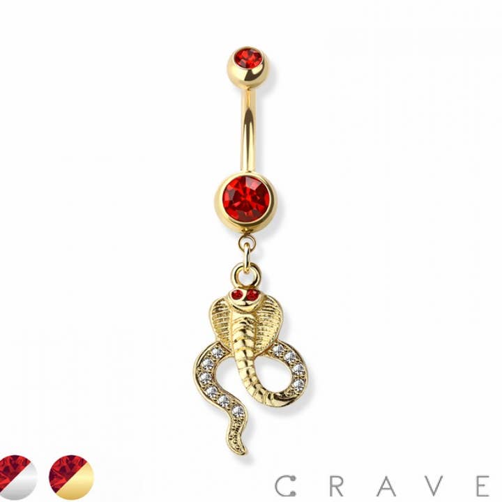 COBRA CHARME DINGLE 316L KIRURGISK STÅL NAVLE MAVE RING for engroshandel hos CRAVE