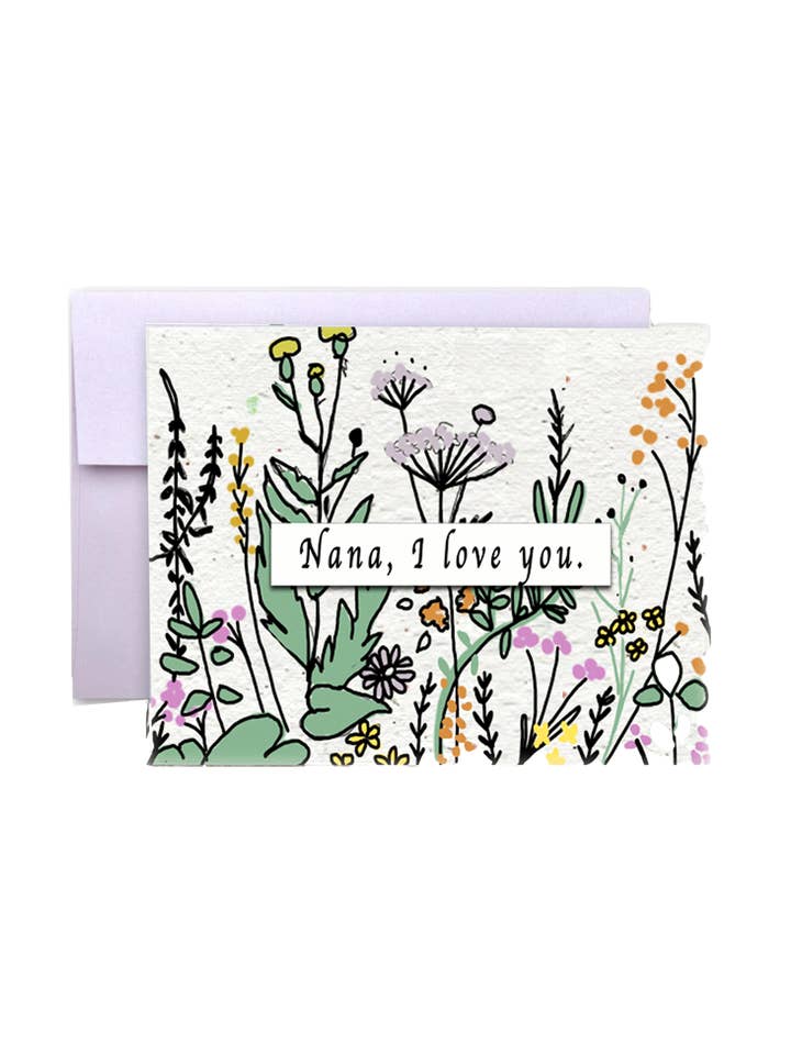 Nana's Love Blossoms Wildflower Seed Paper Card for wholesale by Artsy Em