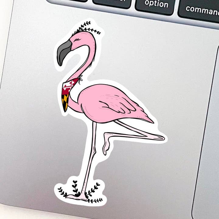 Maryland Hipster Flamingo Sticker for wholesale by Jami Creates