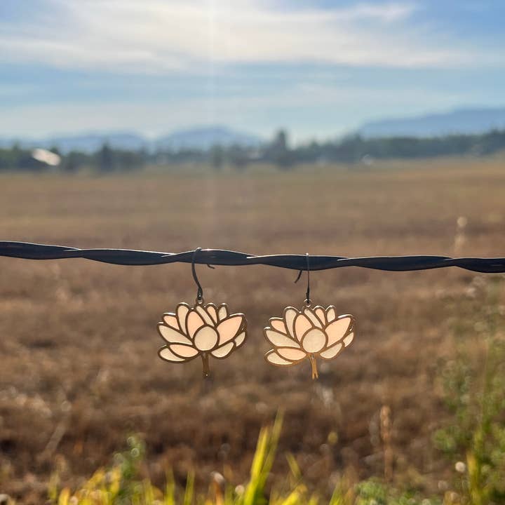 Wild Lupine Folkcraft - Wholesale Dangle Earrings - Peony // stained glass resin earrings