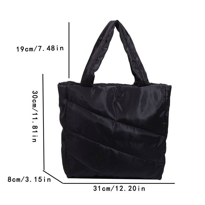BLACK Plain Quilted Tote Bag for wholesale on Faire4