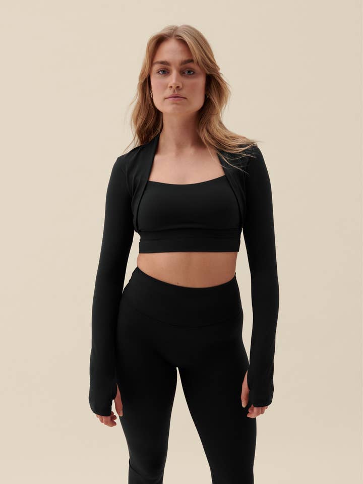 Sisterly Tribe - Wholesale Athletic Top - Women's - Softsculpt Bolero Long Sleeve Top - Black
