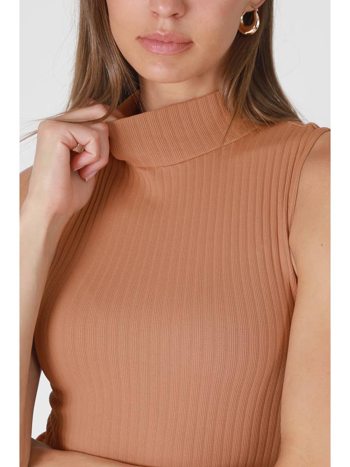 NIKIBIKI - Wholesale Knit Top - Women's - NS8427 - Wide Ribbed Mock Neck Sleeveless Top3