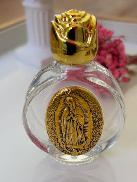 Miss DJ Angel - Wholesale Decorative Tabletop Object - Religious flask, glass flask with Virgin Mary design, gift for religious ceremony, holy water flask.1