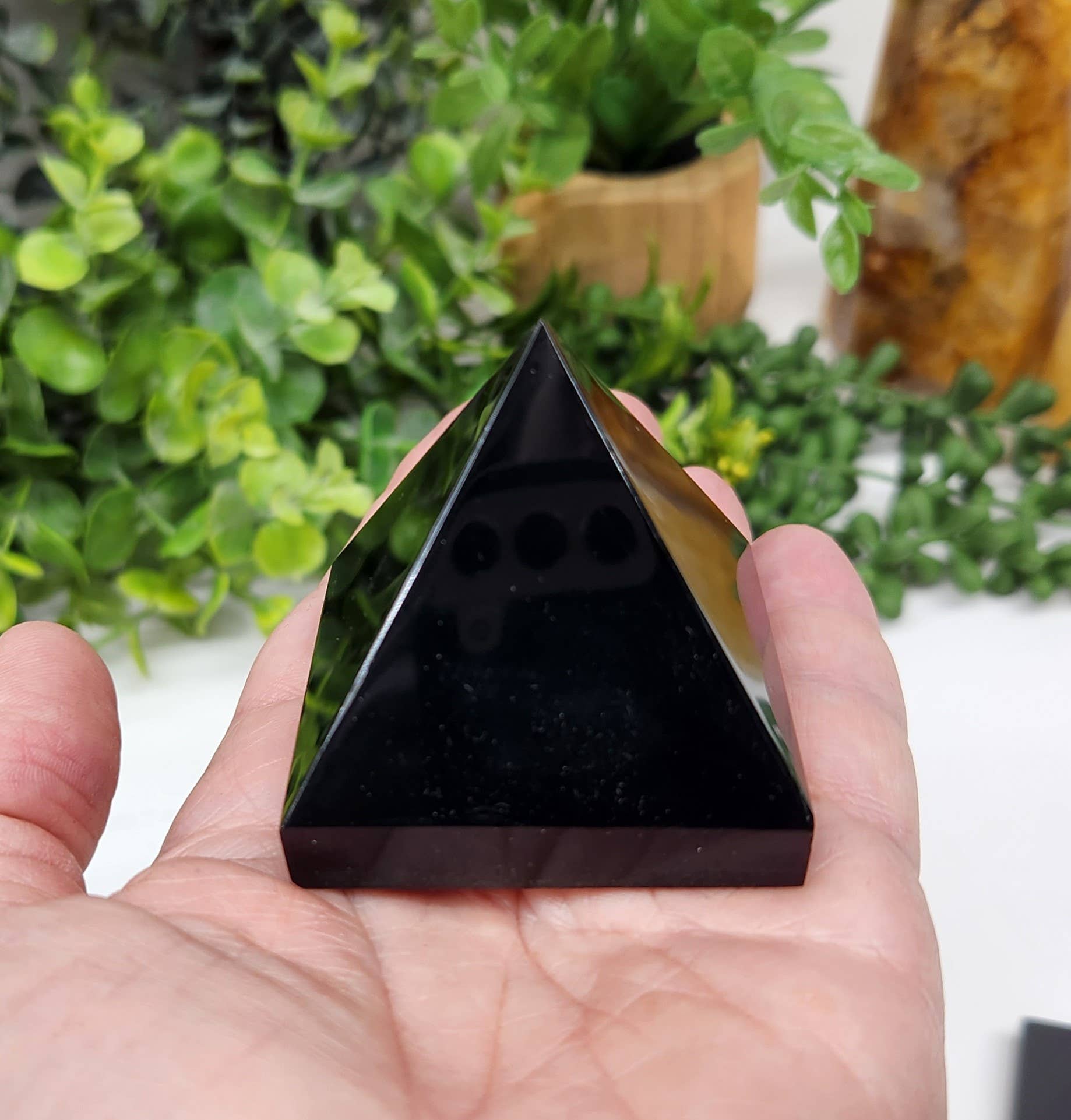 Meraki Gemstones - Wholesale Spiritual Stone/Crystal - Black Obsidian Polished Semi-Precious Gemstone Pyramid -5cm
