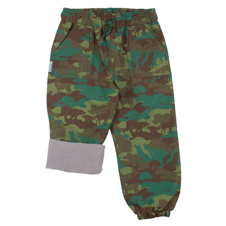 Woodland Camo | Cozy-Dry Rain & Snow Pants for wholesale by Jan & Jul