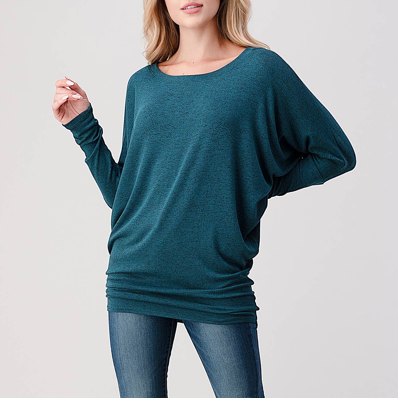 Heimious - Vente Haut en maille – femme - Haut en tricot Hacci à manches longues et col rond à manches Dolman, 270166