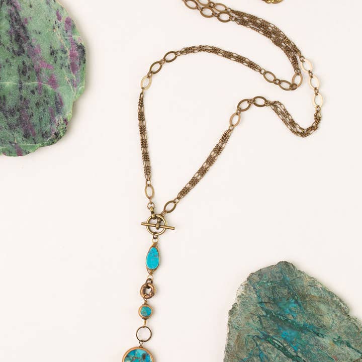 Anne Vaughan Designs Jewelry - Vente Colliers à pendentif - Collier à déclaration en chevrons turquoise Transcend 27"0