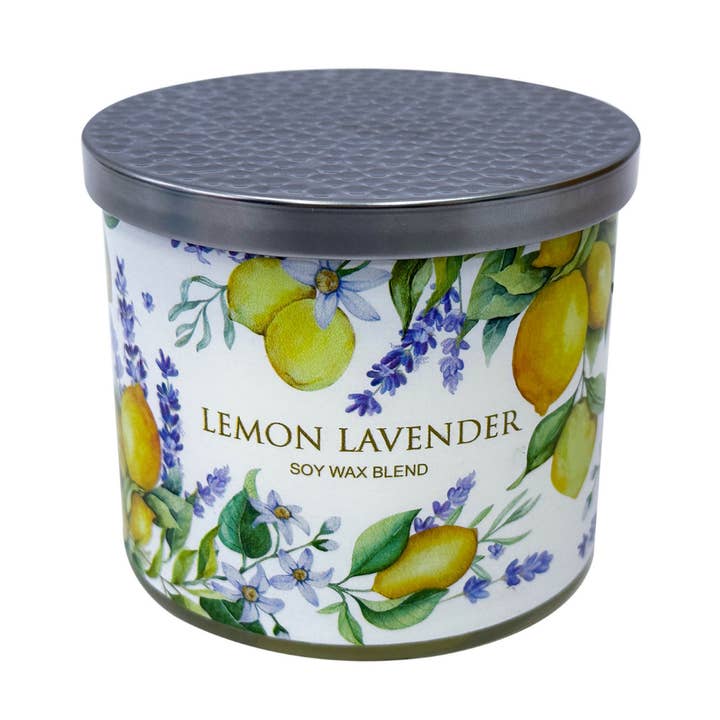 14oz Lemon Lavender Printed Glass Candle for wholesale by Opportunities