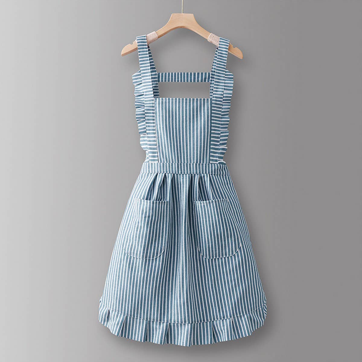 ACCITY - Wholesale Apron - Cotton Striped Grid Kitchen Apron with Pocket_CWMM1009532