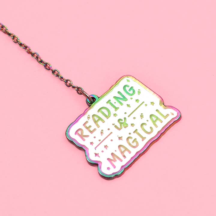 Marque-page émaillé avec chaîne "La lecture est magique" pour la vente par Fluffmallow (Custom duties for USA are pre-paid by us)