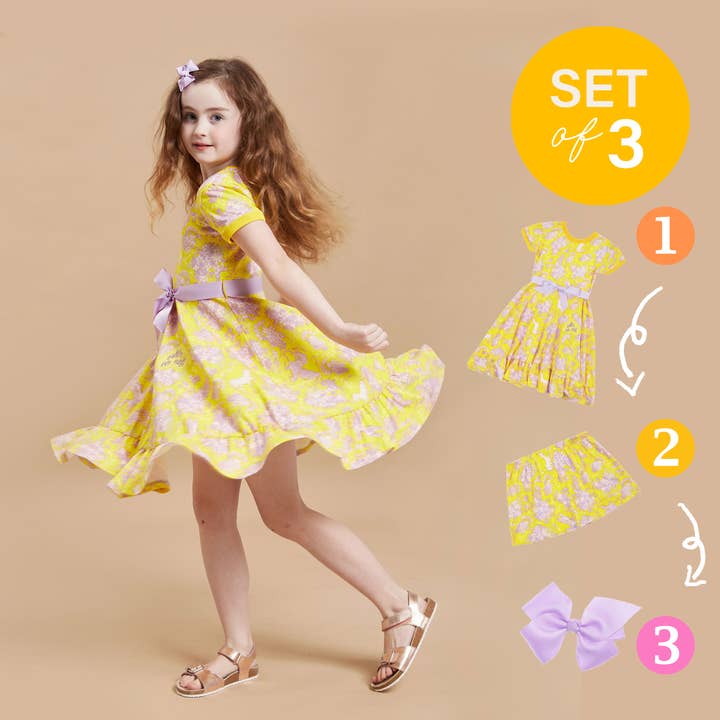 Twirly Dress Set - Lilac Flowers, Unicorn Powers for wholesale by Twirly Skirts