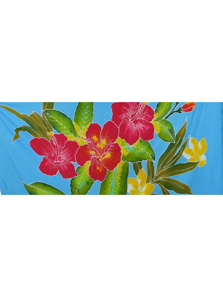 Island Style Clothing Co by Akamai Distribution Ltd - Wholesale Swim Cover Up - Women's - Hibiscus Batik Sarong- Turquoise Pareo Beach Cover Up3