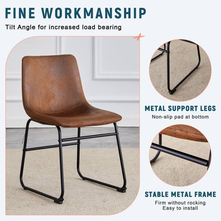 39F Inc. - Wholesale Chair - Set of 4 Retro Brown Suede Bar Stools Non-Slip9