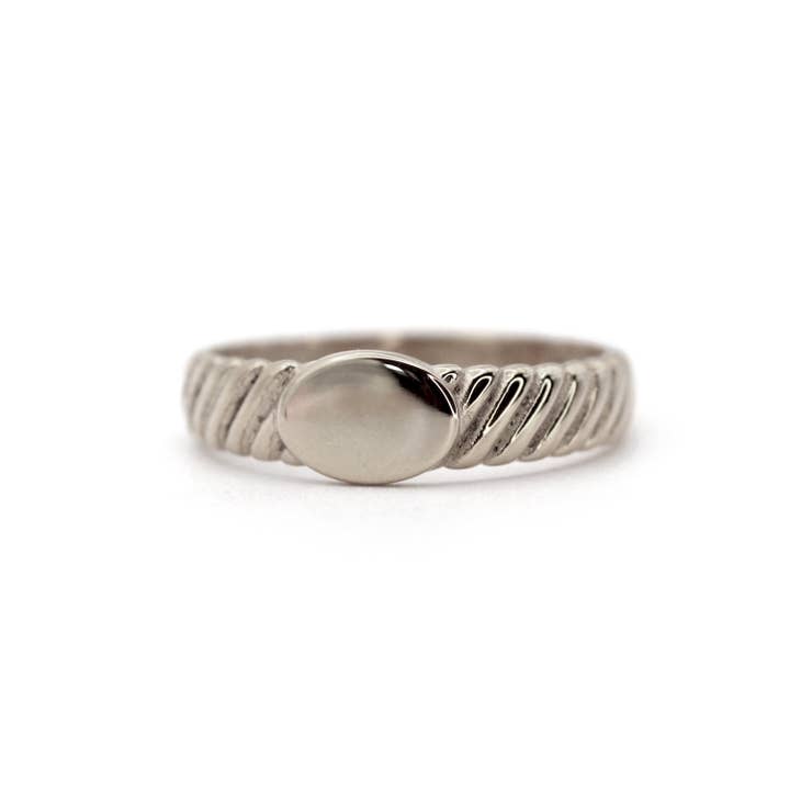 18K White Gold Rope Signet Ring for wholesale by AdoreJ Jewelry Wholesale