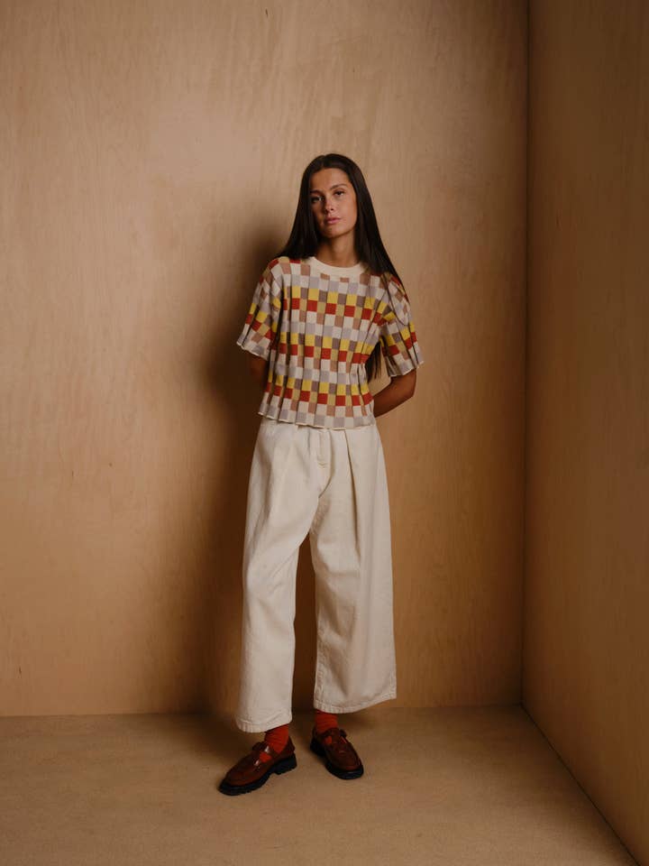 The Endery – wholesale Knitted jumper – Women′s – Anni Grid Plaited Tee - Elemental5