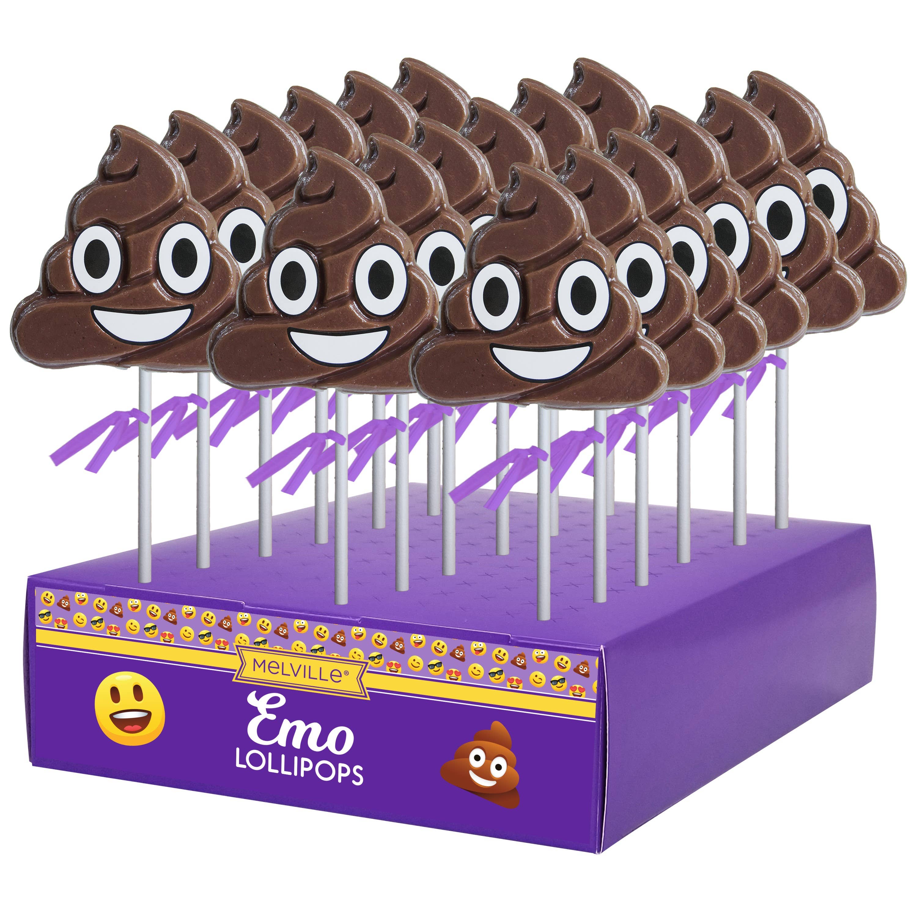 Grandpa Joe's Candy Shop - Vente Sucettes - Sucette dure au goût de cola en forme d'émoji caca 1oz, 24 unités0