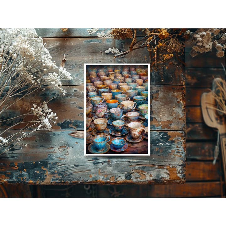 Salty Alyce - Wholesale Everyday Greeting Card - Tea Coffee Cup and Saucer Blank Card 119RD