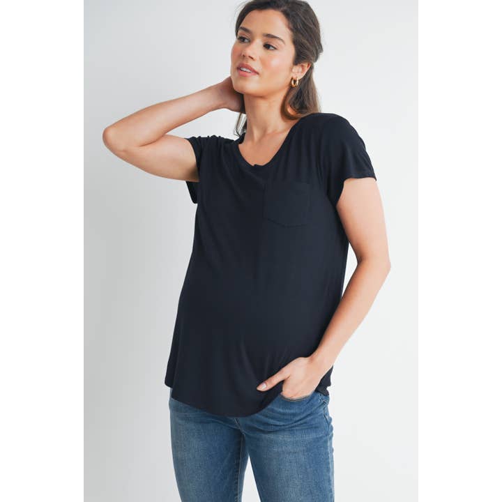 Hello Miz - Wholesale Nursing Top - Maternity - Round Neck Maternity Nursing Pocket T-Shirt