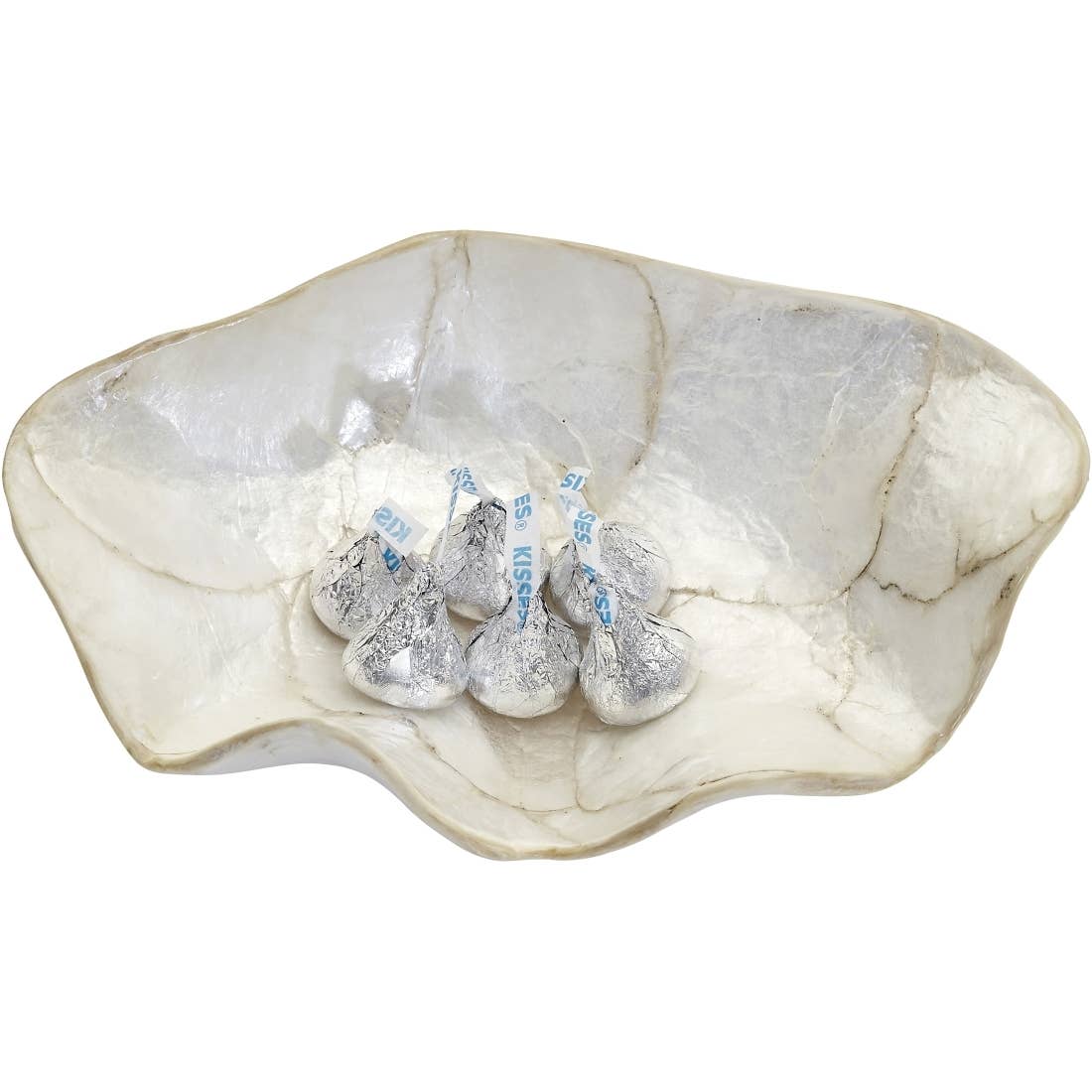 HS Seashells - Wholesale Decorative Plate/Dish/Bowl - Clam Shaped Ivory Capiz Bowl 8.1x5.5x3"1