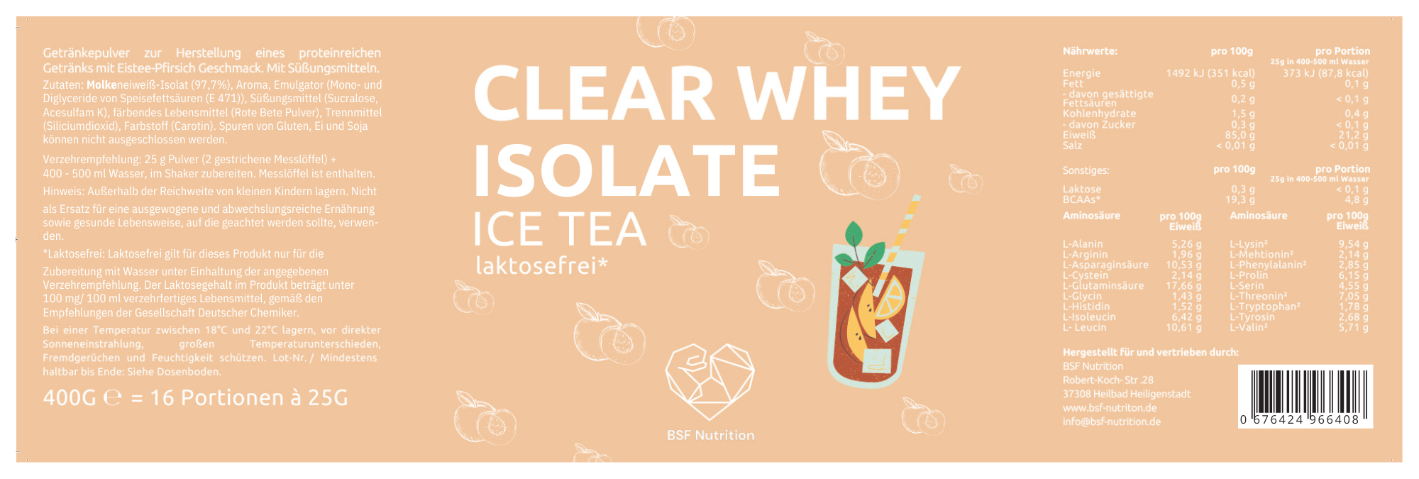 BSF Nutrition - Wholesale Proteïne/superfoodpoeder - Clear Whey Isolate eiwitpoeder3