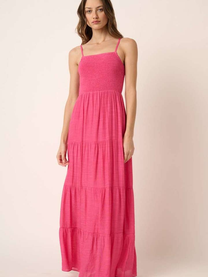 H42998-SMOCKED BODICE SLEEVELESS MAXI DRESS for wholesale by mittoshop