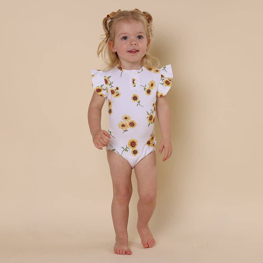 Snuggle Hunny - Wholesale Rompertje - Baby - Zonnebloem biologische bodysuit met korte mouwen en ruches3