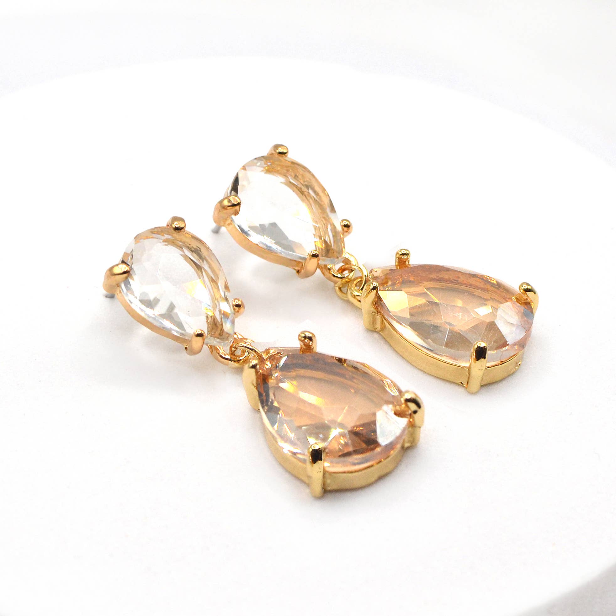 StarryNYC - Wholesale Dangle Earrings - Teardrop Glass Stone Dangle Crystal Bridal Earrings29