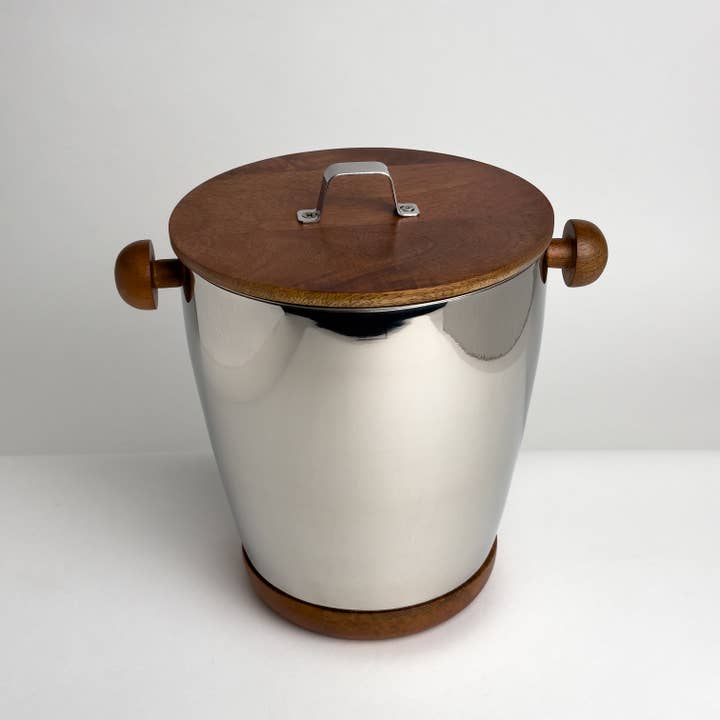 India Handicrafts Inc - Wholesale Ice Bucket - Polished Alum.&Wood Ice Bucket