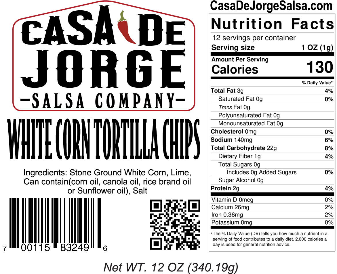 Casa De Jorge Salsa - Wholesale Chips - White Corn Tortilla Chips1