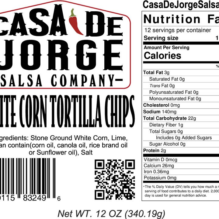 Casa De Jorge Salsa - Wholesale Chips - White Corn Tortilla Chips1