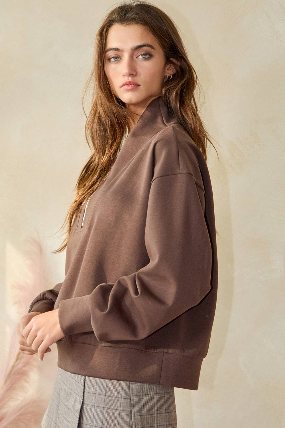 BUCKETLIST INC - Wholesale Sweatshirt - Women's - IT2154 Half Zip-up Scuba Sweatshirts65