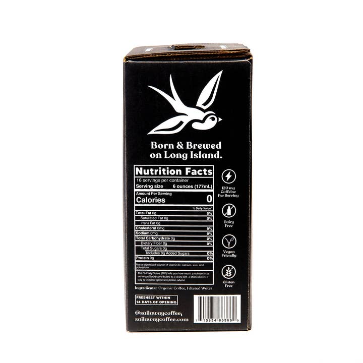 Sail Away Coffee Co. - Wholesale Iced Coffee/Cold Brew - Cold Brew 96oz Box Tap – Ready-to-Drink, CLASSIC BLACK 2