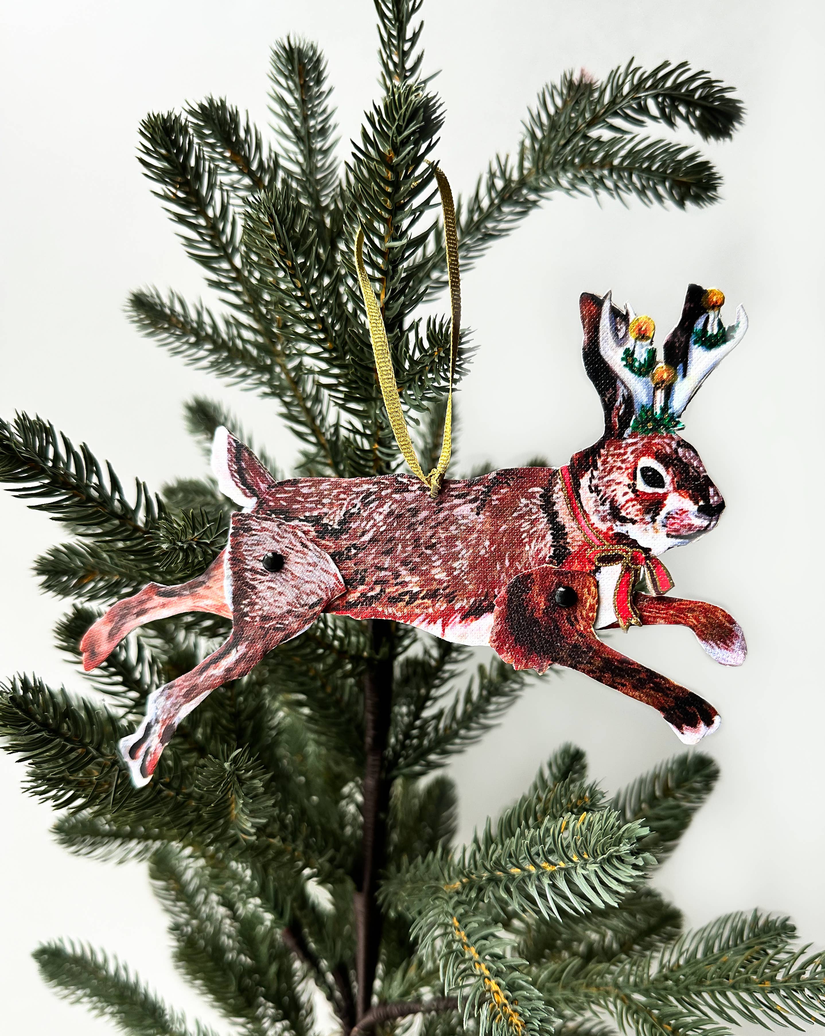 Guided Hand Studio - Wholesale Ornament - Christmas Cryptids Ornament- Jackalope