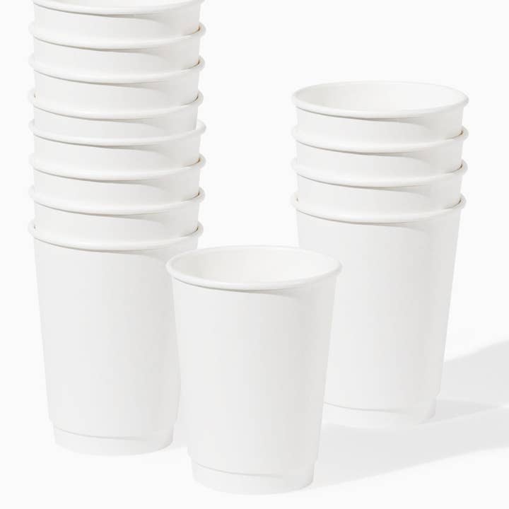 GO 12oz Double Wall Paper Cup White - Bulk for wholesale by TOSSWARE