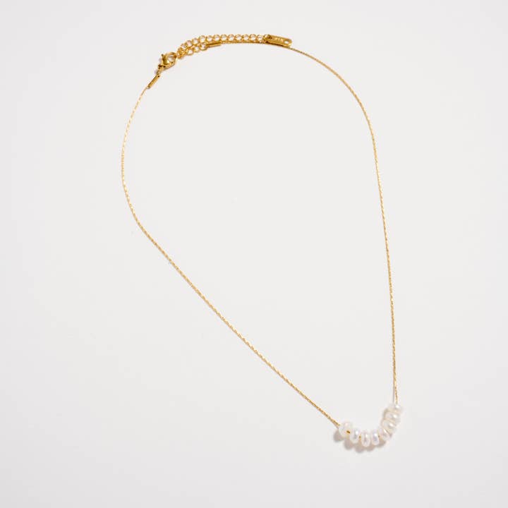 Gold Pearl Bar Necklace – Dainty Freshwater Pendant for wholesale by Frem