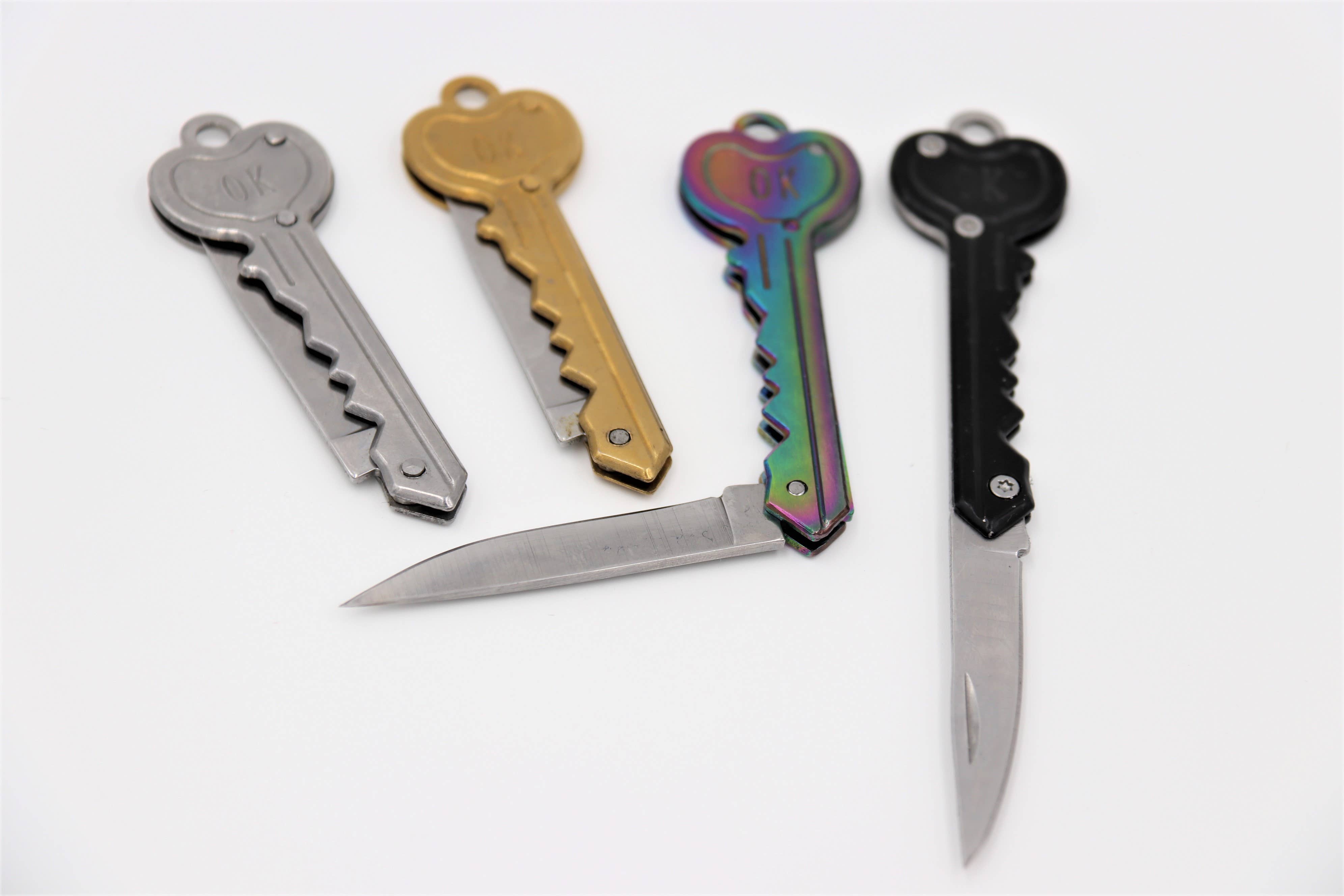 Real Sic - Wholesale Pocket Knife/Holder - Rainbow Knife Keychain – ‘OK’ Utility Pocketknife – 2" Blade9