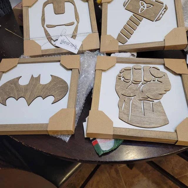 Nail and Hook Laser Cut Home Decor - Wholesale Sign - Superhero Wall Art  | 11x11 inch Wood Sign5
