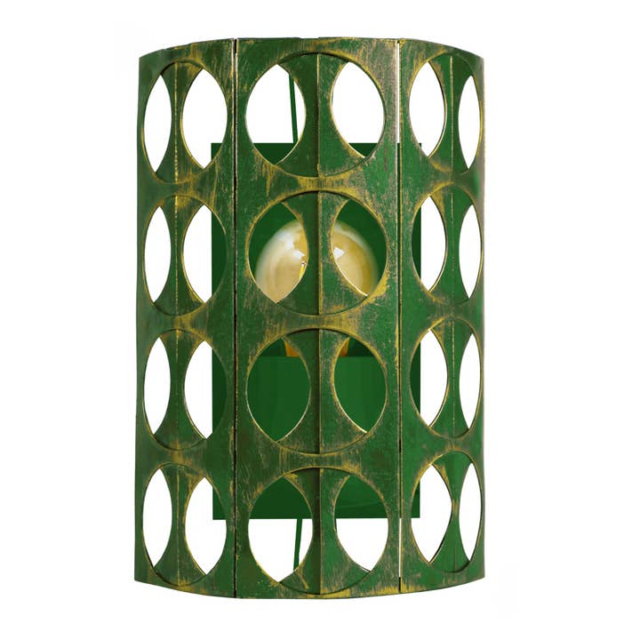 Tosel Shop - Wholesale Sconce - ZIN - Green And Gold Metal Half Cylindrical Wall Lamp