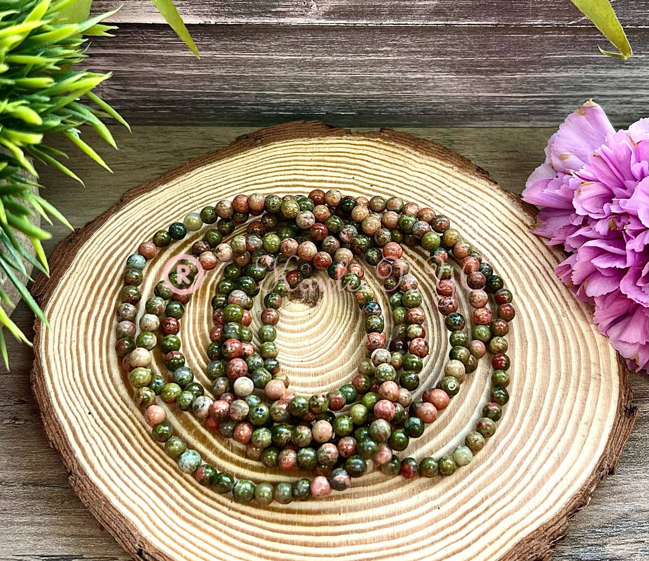 KayleeNYC – wholesale Pärlarmband – Naturlig Unakit 4mm 7,5” Kristallhealing Stretcharmband