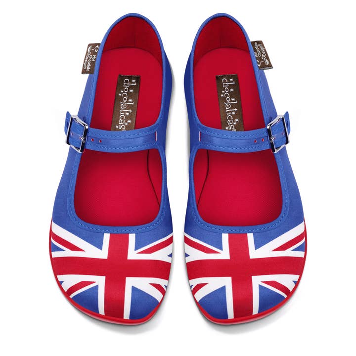 Chocolaticas® Union Jack Women's Mary Jane Flat for wholesale by Hot Chocolate Design