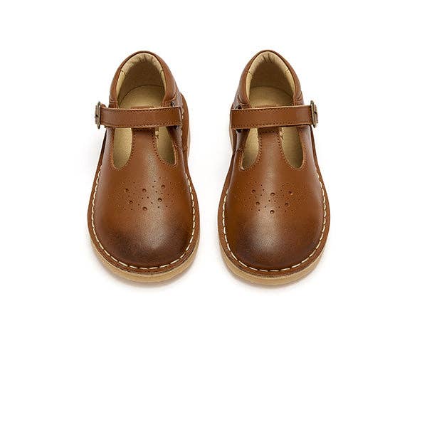 Young Soles - Wholesale Casual shoes – Kids - Penny Vegan Velcro T-bar Shoe Chestnut Brown Synthetic Leather0