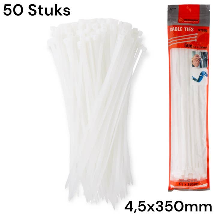 Kinky Pleasure - Wholesale Craft supplies - Timmy Toys - Wreckman Cable Ties - White - 3.5x350mm - 50 Pieces