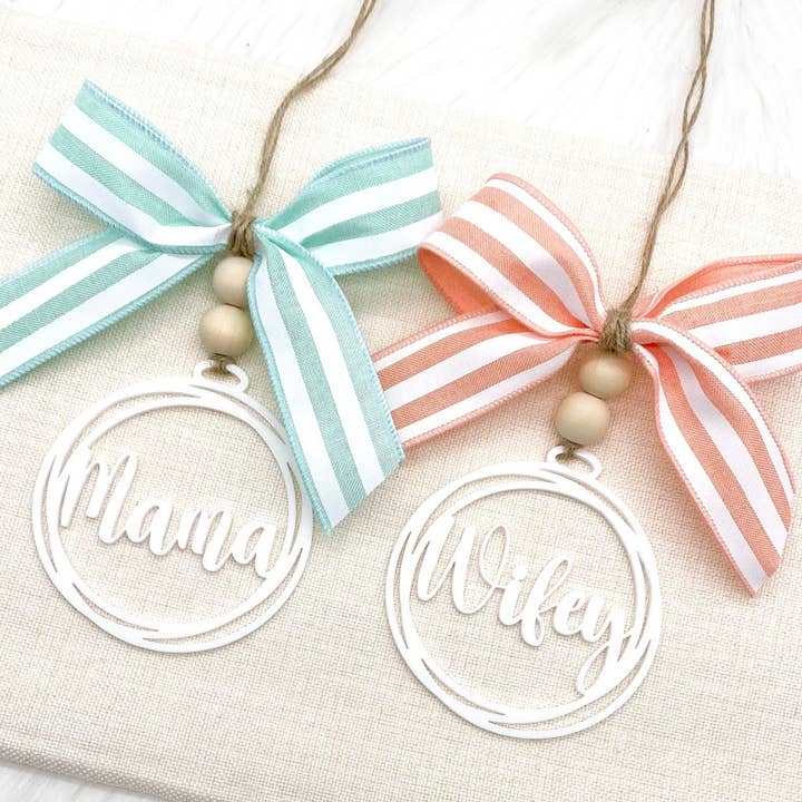 Striped Bows & White Car Charms for wholesale by Doohickies