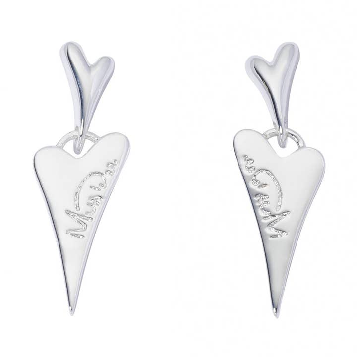 Earrings Silver plain heart drop stud earring for wholesale by Miss Dee