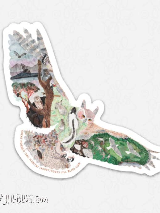 AUTOCOLLANT HABITAT GRAND HIBOU pour la vente par Jill Bliss Artwork