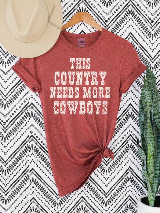 This Country Needs More Cowboys Tee - Heather Clay for wholesale by Ali Dee
